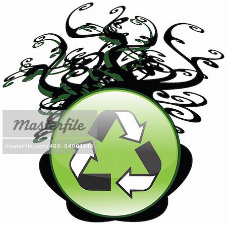 High Quality Recycling Icon With Tree Branches Escaping Illustration Vector