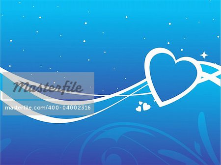 Valentines Day background with Hearts, flower and wave, element for design, vector illustration