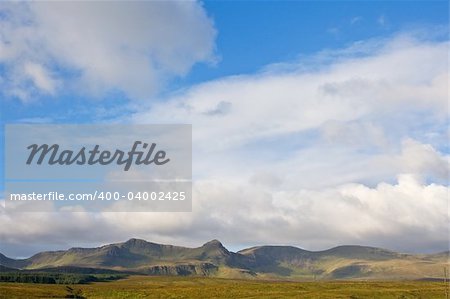 The Storr with the cloudy sky, Trotternish Peninsula, Isle of Skye, Scotland