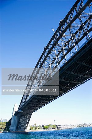 Low angle view of Sydney Harbour Bridge in Sydney, Australia.