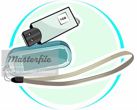 Illustration of pen drive in brown background
