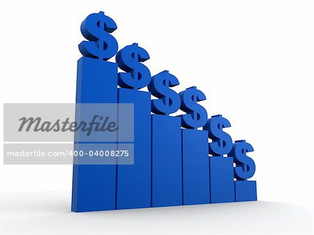3d rendered illustration of a blue statistic with dollar signs
