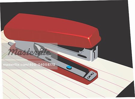 Illustration of a paper stapler on top of a paper