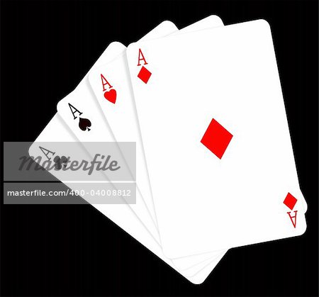 Four aces on color background,2D illustration