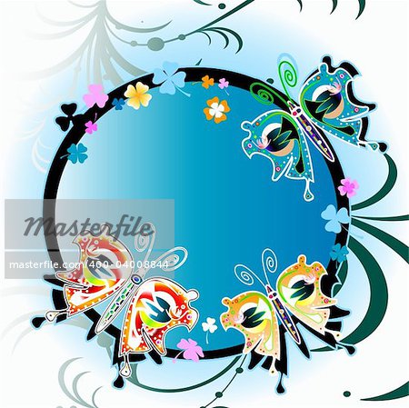 colorful butterflies in circle