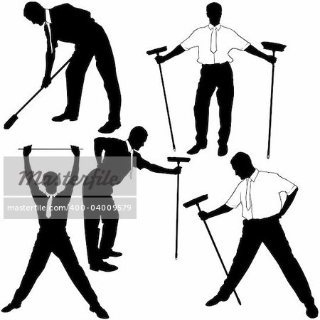 Business Silhouettes 17 - Cleaning - illustrations as vector.