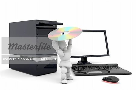 3D render of someone working on a computer