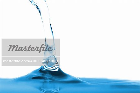 Blue watersplash, isolated over white