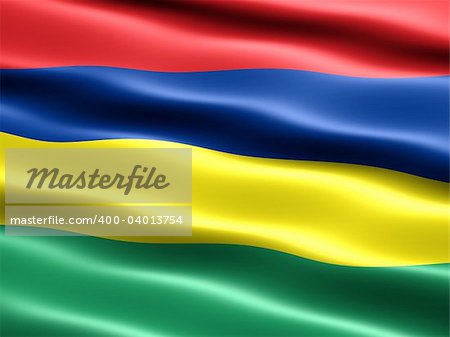 Flag of Mauritius, computer generated illustration with silky appearance and waves