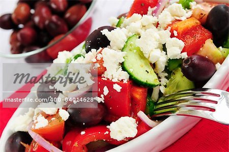 Greek salad with feta cheese and black kalamata olives