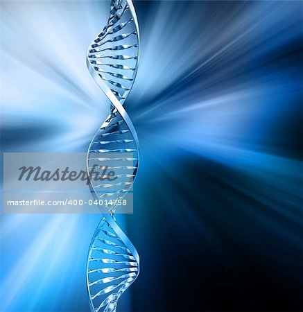 3D render of DNA strands on abstract background