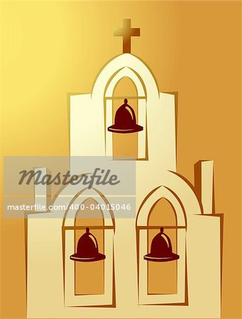 Illustration of bells in a church