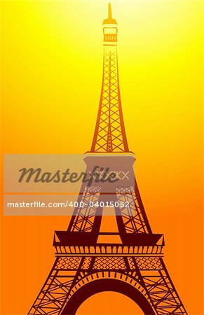 Illustration of eifel tower in orange colour light