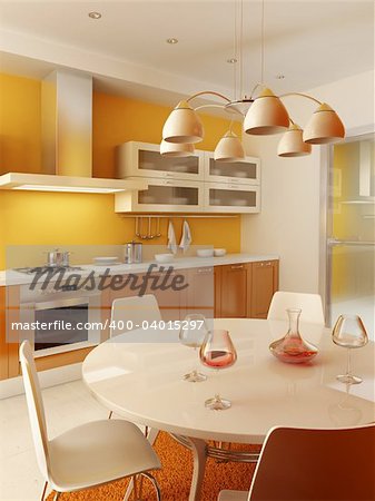 modern kitchen interior 3d rendering