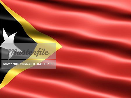 Flag of East Timor, computer generated illustration with silky appearance and waves
