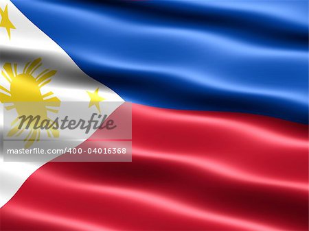 Flag of the Philippines, computer generated illustration with silky appearance and waves