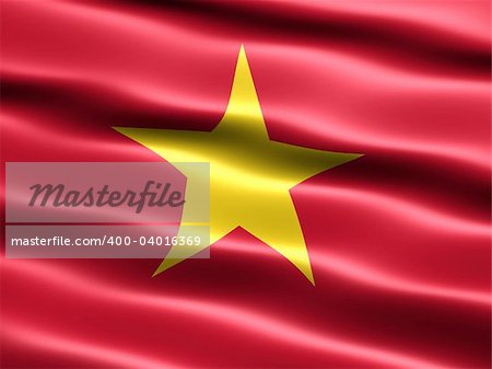 Flag of Vietnam, computer generated illustration with silky appearance and waves