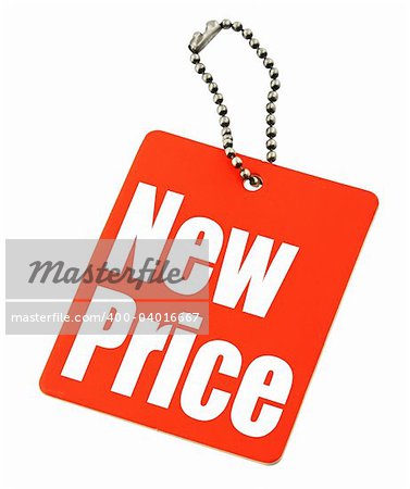 close-up of Price tag on white background, there is no infringement of trademark copyright