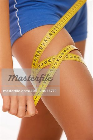 Woman body part is being measured