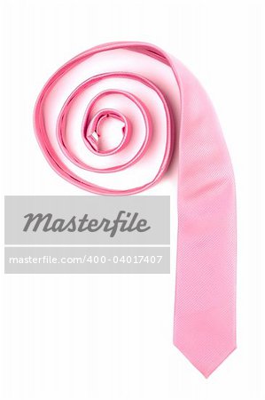 The pink tie braided by a spiral on a white background