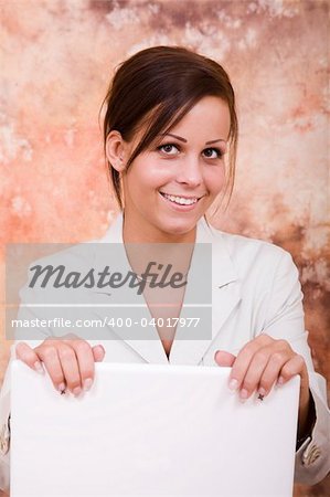 Happy girl with white laptop computer