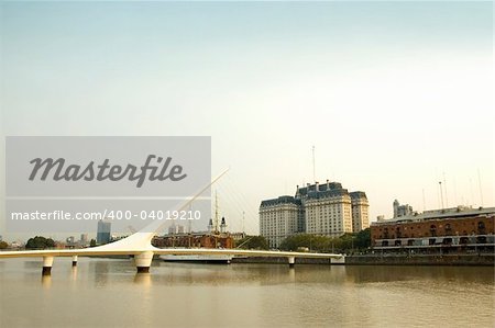 Puente de la mujer - Women's Bridge crossing Puerto Madero in Buenos Aires, the capital of Argentina.