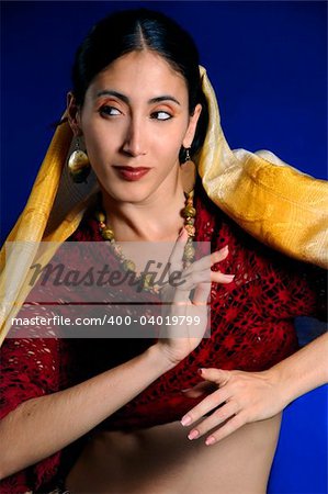 Portrait of beautiful young woman with indian clothes