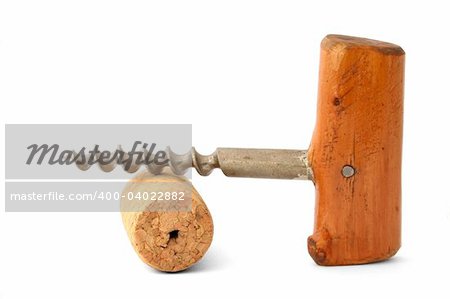 vintage cork-screw on white