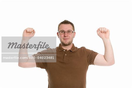 happy man on white background