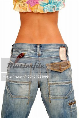 Fashionable jeans on the girl
