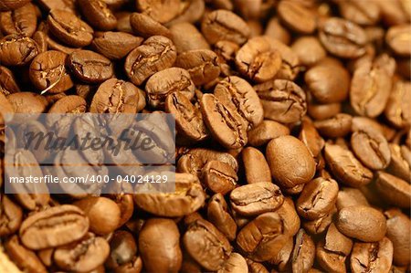 very hot big black coffee beans macro