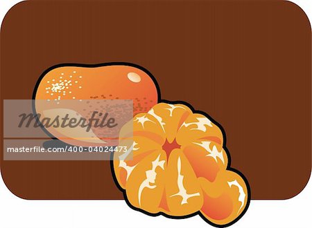 Color illustration of a tangerine. Part of my vector fruit Collection.