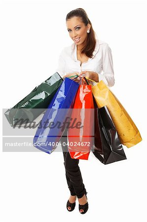 Young Attractive woman with paper shopping bags