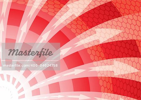Red abstract background inclusive arrows and twister