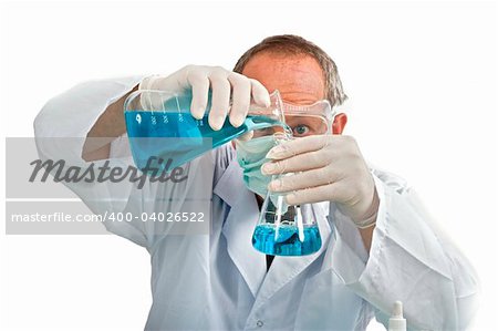 scientist in labratory isolated on white