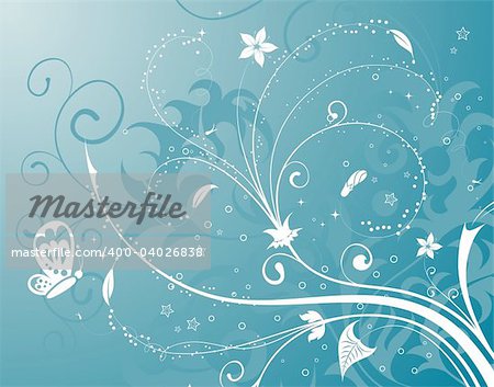 Flower background with butterfly, element for design, vector illustration