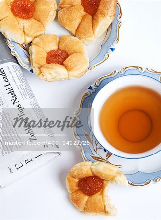 Tea with cookies on a light background