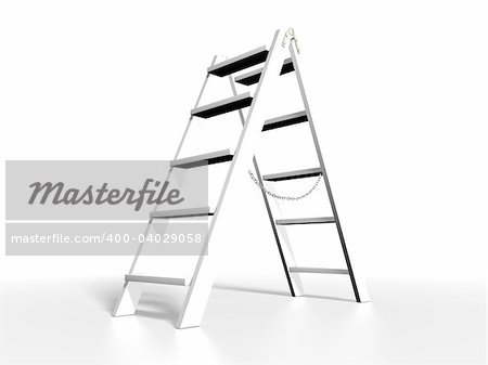 White ladder on white background