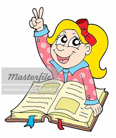 Pupil with book - vector illustration.