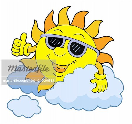 Sun with sunglasses - vector illustration.
