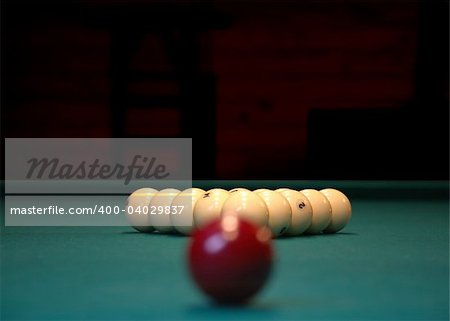 A billiard balls with one at center