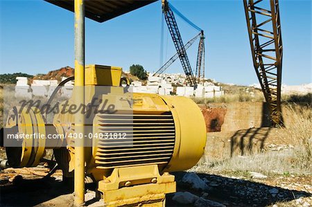 Big electric motor in a marble quarry, Estremoz, Alentejo, Portugal