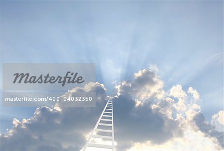 Conceptual image - 3d ladder in the sky