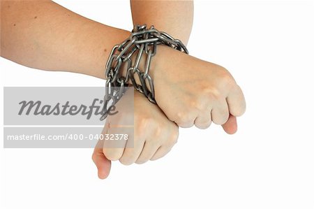 the hands bound chain. Photo is isolated