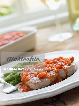 Marmitako Tuna Steak with Asparagus