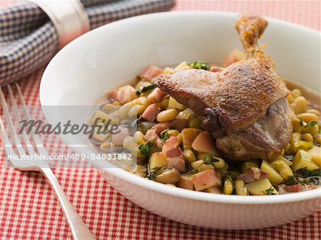 Confit Duck Leg with Flageolet Beans and Bacon