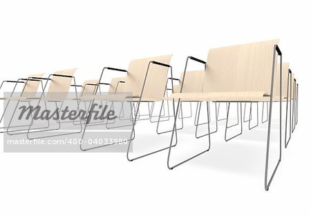 School chairs on a white background 3d image