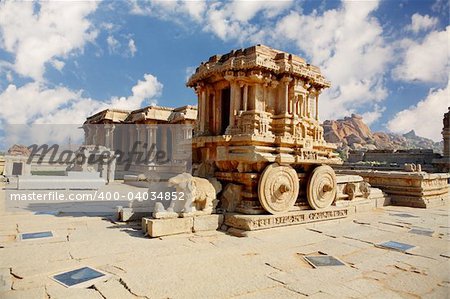 Stone chariot. Chariot in the vittalla temple in Hampi. India
