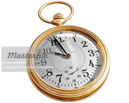 Isolated illustration of a gold pocket watch