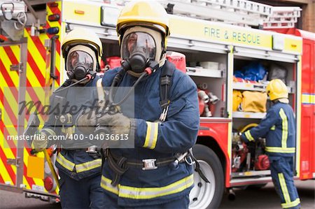 Firefighters in protective workwear